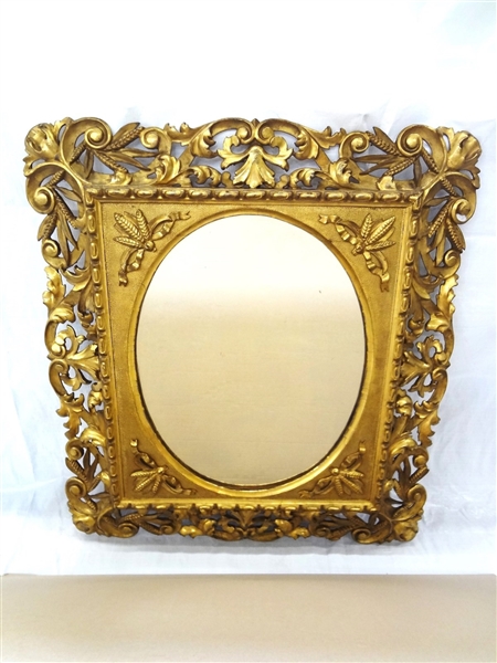 Baroque Gilt Carved Oval Hallway Mirror
