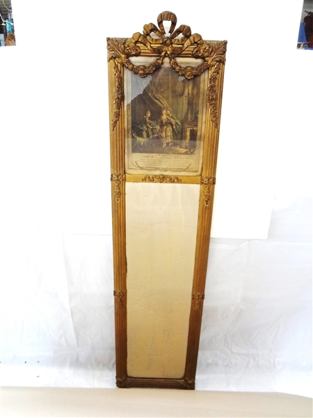 Victorian Gilded Hallway Mirror with Engraving