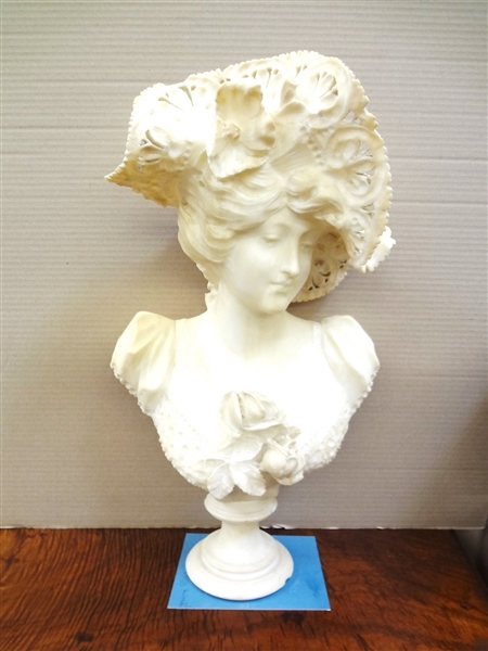 Adolfo Cipriani Marble Female Portrait Bust