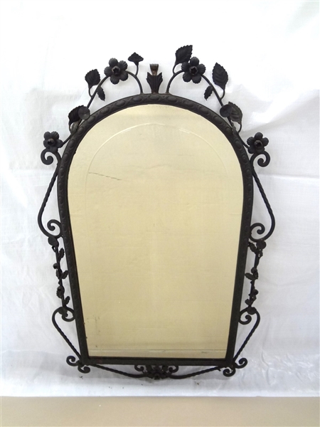 Victorian Black Cast Iron Hallway Mirror
