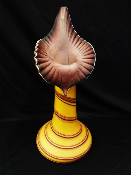 Satin Cased Swirl Art Glass Jack in the Pulpit Vase