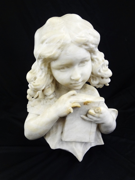 Solid Carrara Marble Sculpture Bust Small Girl