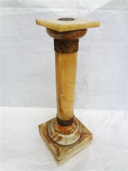 Solid Marble Plant Stand Brass Ormolu Base and Neck Mounts