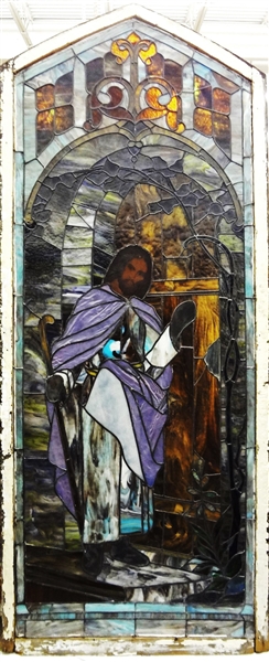 Arched Oversize Stained Glass Window Religious Jesus Center
