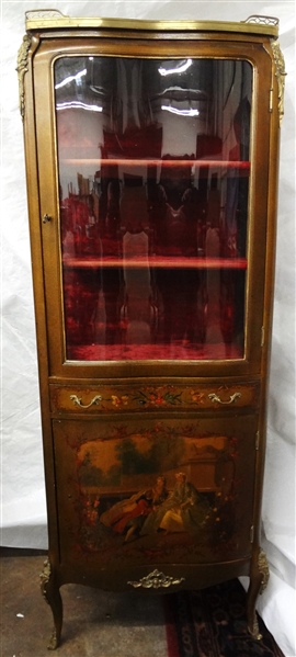 Louis XV Style French Lacquered Vitrine Cabinet