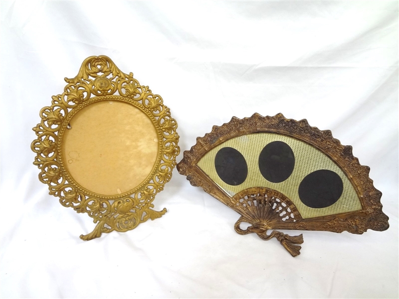 (2) Victorian Brass Ornate Picture Frames