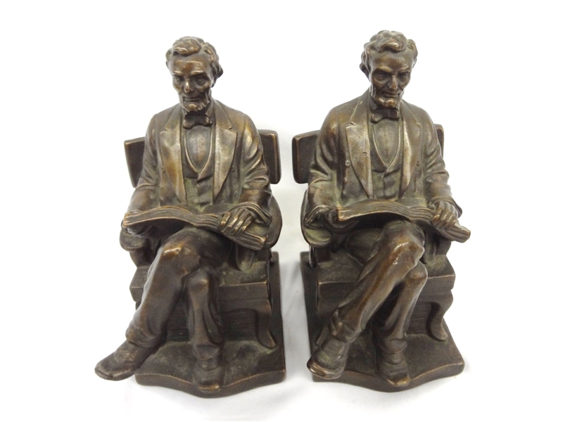 1920s Beneduce Bronzed Abraham Lincoln Bookends