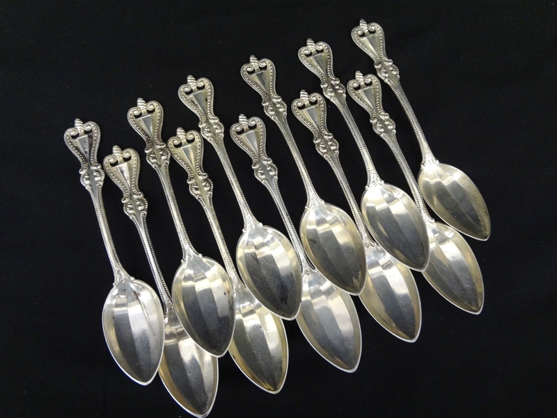 (11) Towle Sterling Silver Old Colonial Tea Spoons Crimped Bowl
