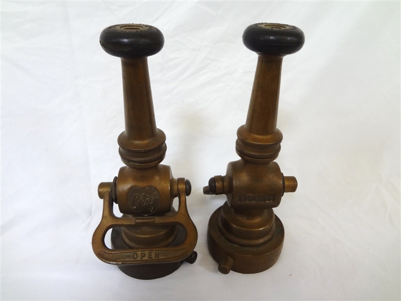 Pair of Elkhart Chief Brass Firemans Nozzles