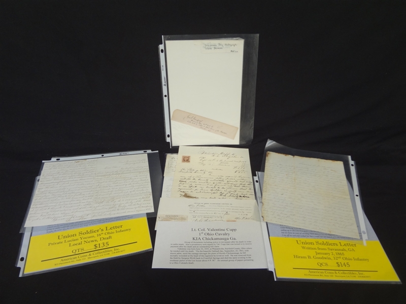 (4) Civil War Documents: Letters, Drummer Boy Signature, Promissory Note