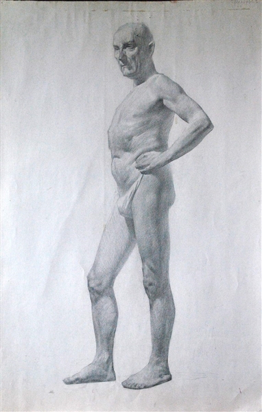 Vitally Grigoryev (Russian, b. 1957) 1982 Old Man Sketch Drawing