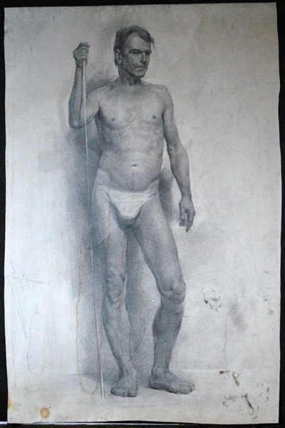 Vitally Grigoryev (Russian, b. 1957) Male Model Pose Drawing