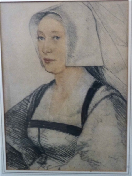 Hand Colored Holbein Portrait , after Hans Holbein