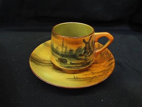 Buffalo Pottery Abino Ware Cup and Saucer Signed C. Harris