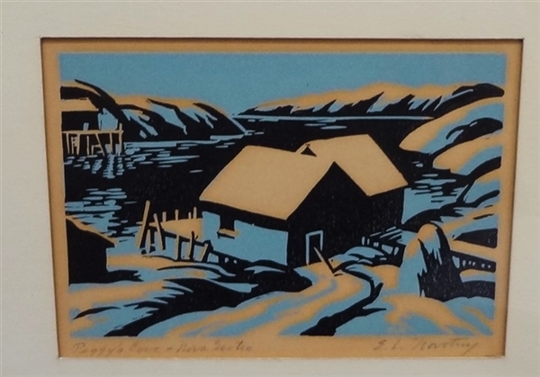 E.L. Novotny Two Color Wood Block Print Signed and Titled