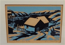 E.L. Novotny Two Color Wood Block Print Signed and Titled