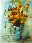Emil Moraru (Moldavian 1938) Watercolor "Still Life With Flowers" 1996