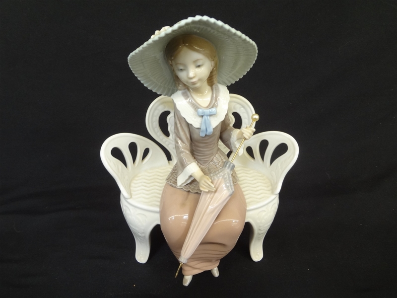 Lladro "Girl on Bench with Parasol" 1978