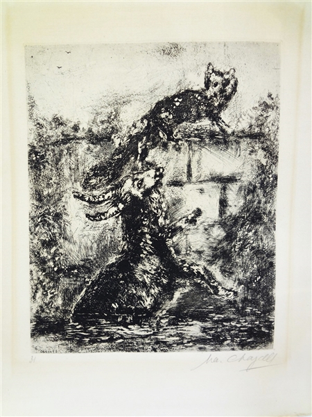 Marc Chagall "The Fox and The Ram" Etching Plate 31/200