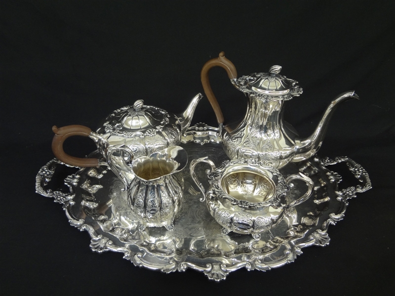 John Butt Co. Silver Plated Tea Set With Under Tray