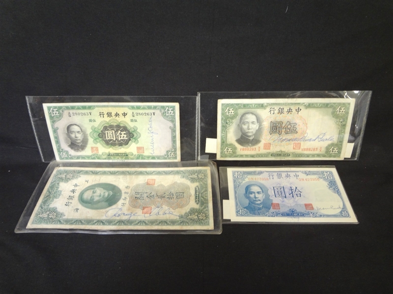 (4) Historical Autographs on Currency: Dean Rusk, Norman Vincent Peale, George Abbe, Wilbur Cohen