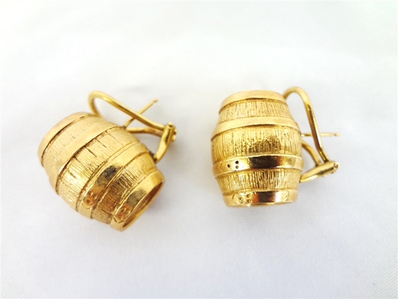 14k Gold Standard Brewing Company Barrel Earrings 16.7 grams