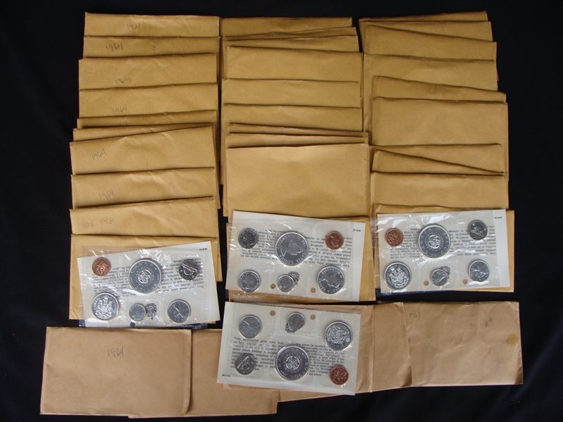 Lot of (35) 1964 Canada 80% Silver Proof Like Mint Coin Sets