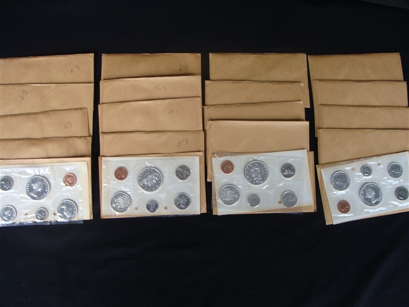 Lot of (20) 1963 Canada 80% Silver Proof Like Mint Coin Sets