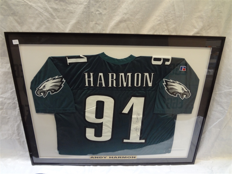 Andy Harmon Autographed Philadelphia Eagles Jersey Framed
