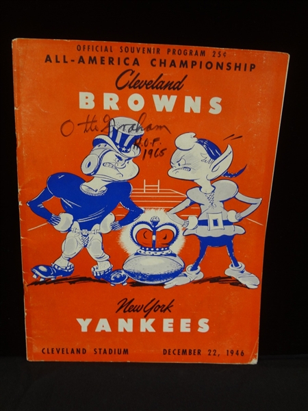 Otto Graham Autographed 1946 Cleveland Browns Championship Program LOA from JSA