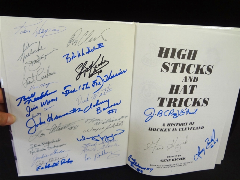 Multi Signed Cleveland Hockey Book "High Sticks & Hat Tricks" Gene Kiczek LOA from JSA