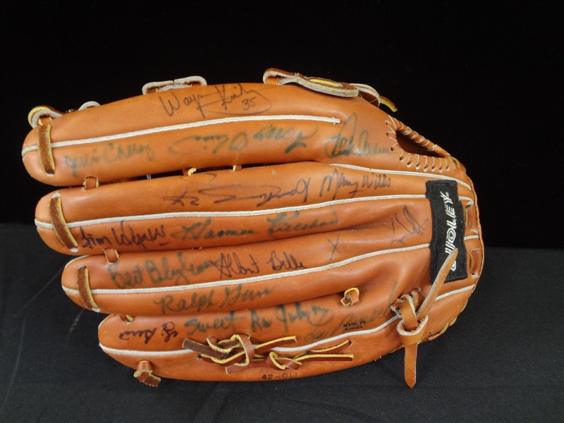 Multi Signed Cleveland Indians Baseball Glove LOA from JSA