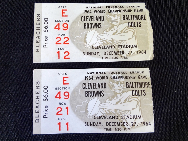 Pair of 1964 Cleveland Browns vs. Baltimore Championship Game Tickets December 27, 1964