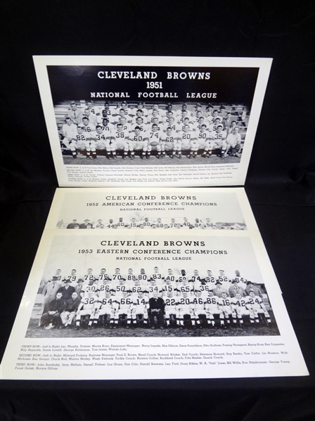 1951, 1952, 1953 Cleveland Browns Oversize Team Photographs Unframed