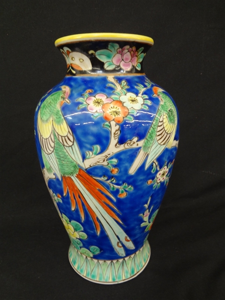 Made in Japan Vase Enamel Birds of Paradise
