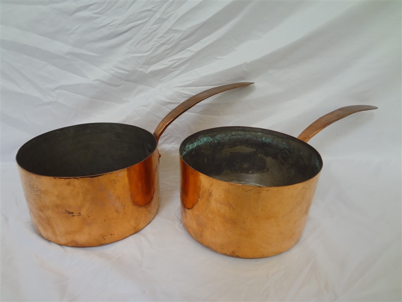 (2) Vintage Long Handle Copper Pots