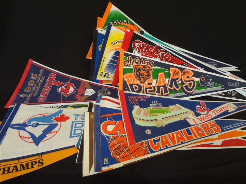 (42) Signed and Unsigned Sports Teams Pennants: Lofton, Terrell Davis, Others