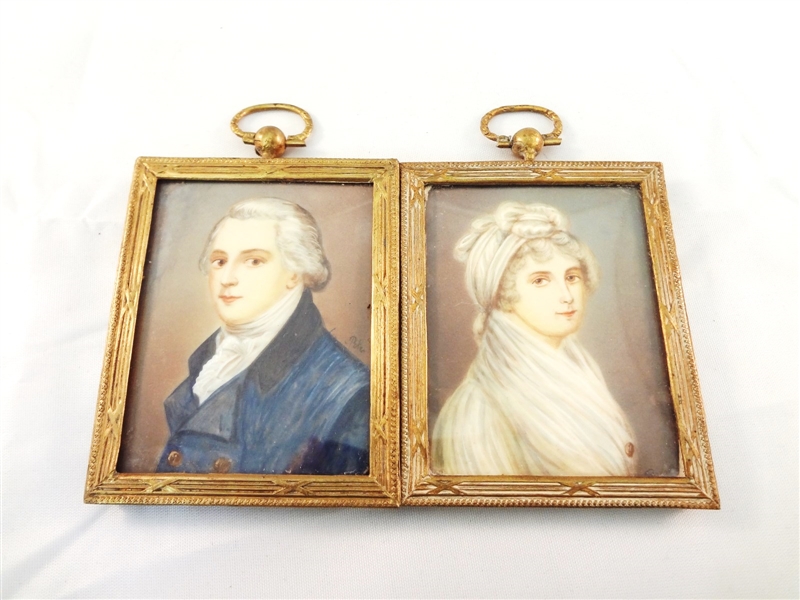Pair of Miniature Portrait Paintings Attributed to Peter Cross