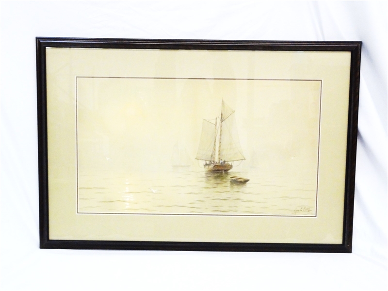 George Emerick Essig  (American 1838-1926) Original Marine Watercolor