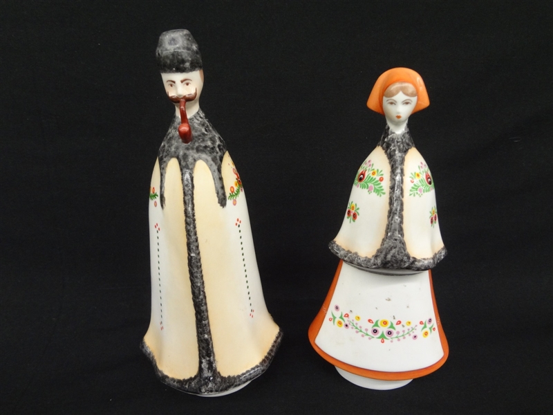 Pair of Hungarian Porcelain Figurines. Man and Woman