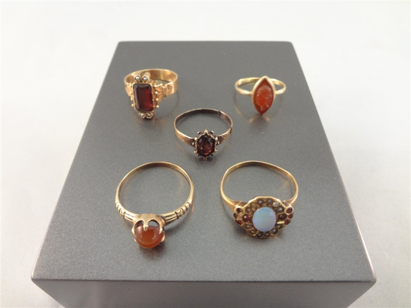 (5) 10k Gold Victorian Rings