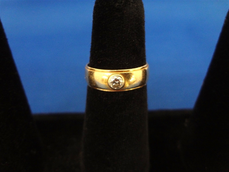 14k Gold Band with 3.5mm Round Solitaire Diamond Stone