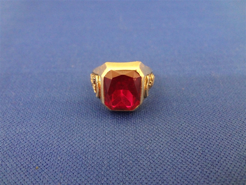 14k Gold With Single 12x10mm Emerald Cut Ruby Passionists Ring