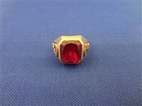 14k Gold With Single 12x10mm Emerald Cut Ruby Passionists Ring