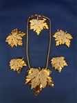 McClelland Barclay Rhinestone Gold tone Jewelry Suite: Necklace, Fur Clip, Brooch