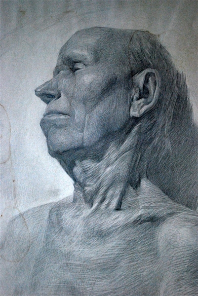 Vitally Grigoryev (Russian, b. 1957) 1982 Old Man-2  Sketch Drawing