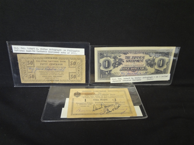 (3) Historical Autographs on Currency: Gen. Daniel James, (2) Major Gen Robert M. White