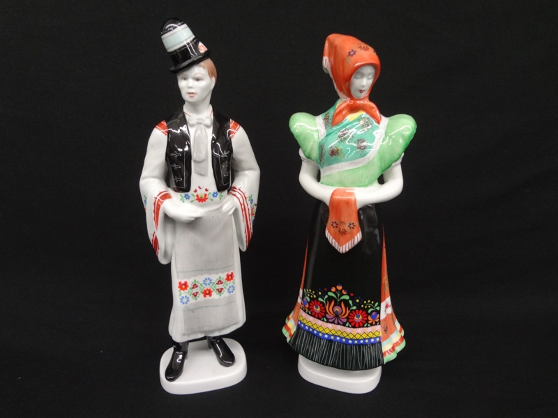 Pair of Hollohaza Man and Woman Figurines