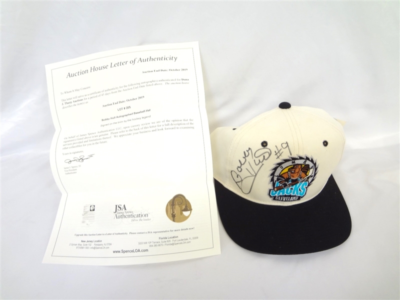 Bobby Hull Autographed Cleveland Lumberjacks Hat COA From JSA