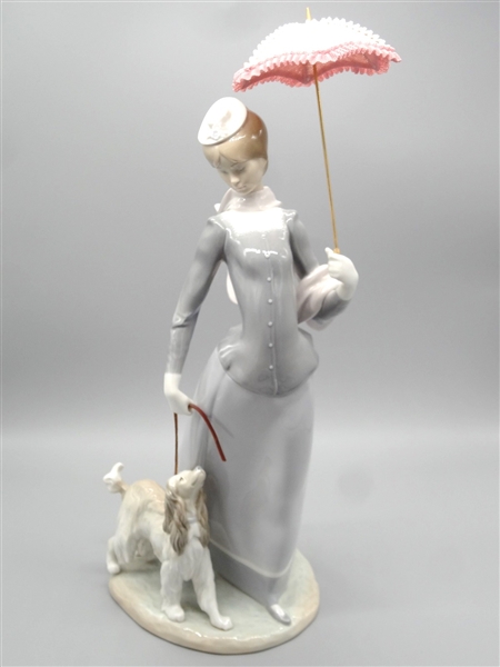 Lladro "Woman With Dog and Umbrella" Without Box